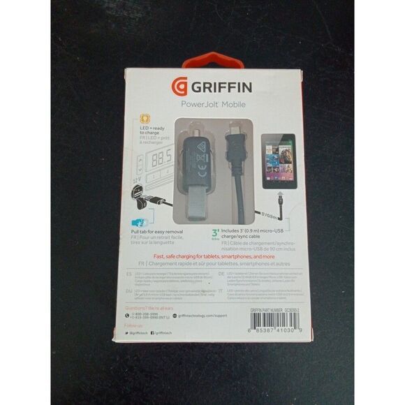 Ultra compact car charger+ cable 3' Griffin - Picture 2 of 5